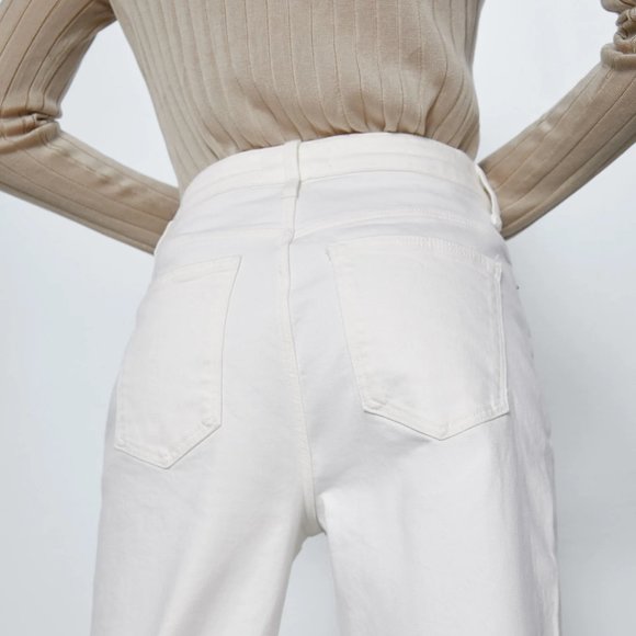 SOLD ❌ ZARA Premiun Denim White Culottes Leg Jeans - Picture 4 of 4